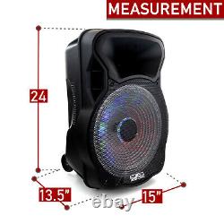 Peut Souvenir 15 Bluetooth Rechargeable Dj Pa Party Speaker Withlights MIC Usb Aux