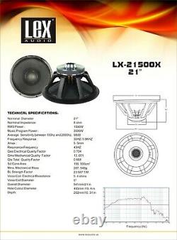 Speaker Woofer 21 Pouces 1500w Rms Subwoofer Lex Audio Pro (etats-unis)