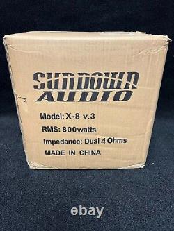 Subwoofer de voiture Sundown Audio X-8 V. 3 D4 8 800w Rms Dual 4-ohm avec haut-parleur de basse neuf.