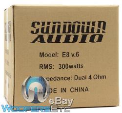 Sundown Audio E-8 V. 6 D4 8 Sous 300w Rms Double 4 Ohms Caisson De Basses-parleurs Bass Nouveau