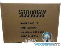 Sundown Audio Sa-18 V. 2 D2 15 1000w Rms Double 2 Ohms Subwoofer Enceintes Bass Nouveau