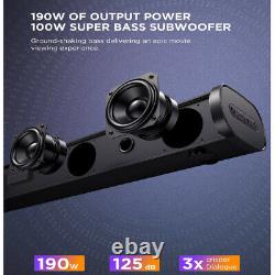 Surround Sound Bar 4 Speaker System Bluetooth 5.0 Bt Subwoofer Tv Home Theater